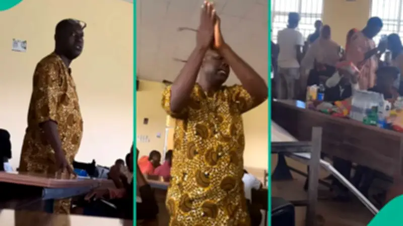 FUOYE Lecturer Kneels and Prays for Students After Surprise Gifts in Class