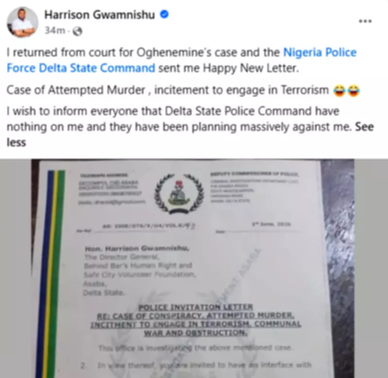 Harrison Gwamnishu Reacts to Police Invitation Over Allegations