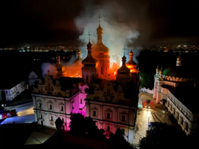 Kyiv Pechersk Lavra Monastery Set on Fire in Major Russian Attack
