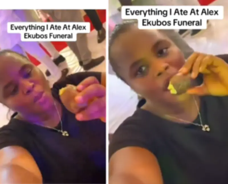 Lady Defends Eating at Alexx Ekubo's Funeral, Lists Menu in Viral Video