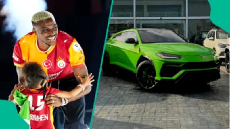Victor Osimhen Spotted in Lagos With Luxury Convoy of Lamborghini, Rolls-Royce, Tesla