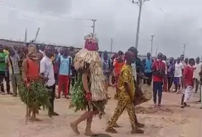 Masquerades lead protest against farmland acquisition for solar project in Niger