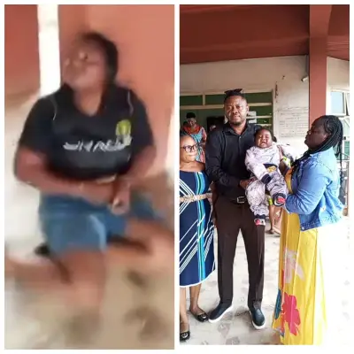 Woman Accused of Assaulting Boy Cries as Her Baby Taken Into Custody