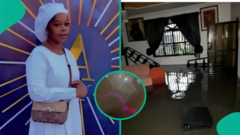 Lady Screams as Fish Swim Inside Friend's Flooded Lekki Apartment