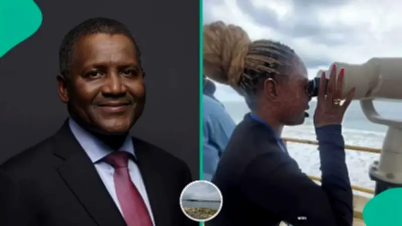 Lady Visits Dangote Refinery, Uses Binoculars to See Atlantic Ocean Ship