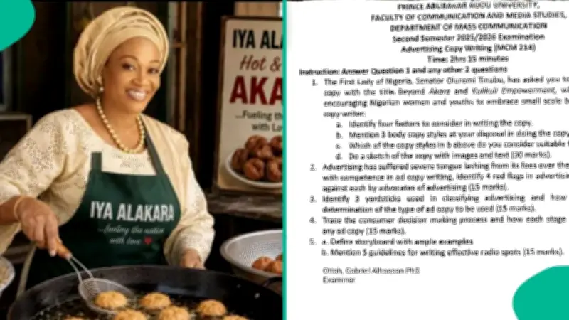 Nigeria First Lady's Akara and Kulikuli Comments Feature in University Exam