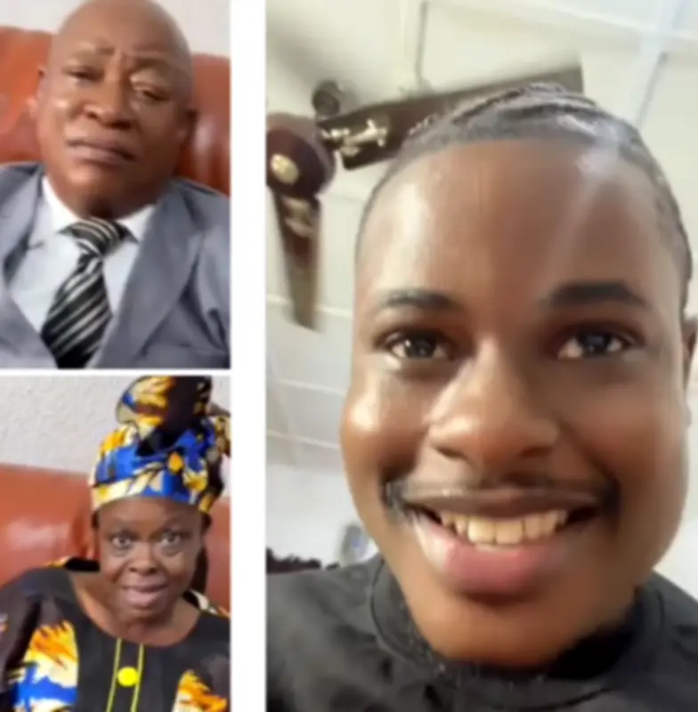 Nigerian man's parents react to his new plaited hairstyle in viral video