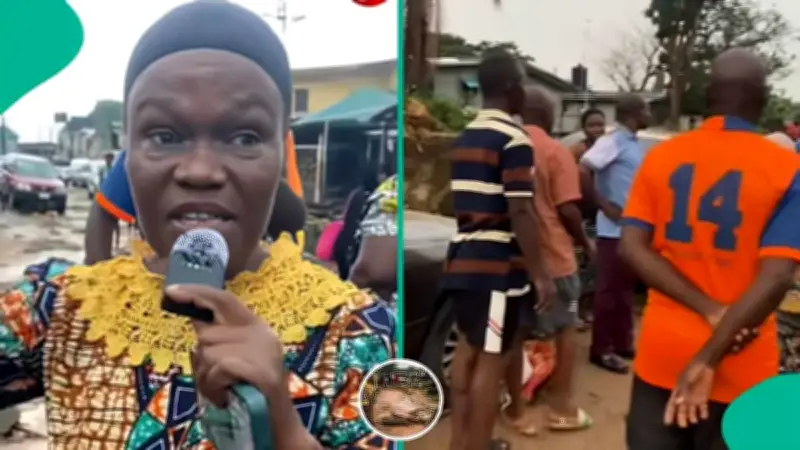 Nigerian Woman Shows Flood Damage to Husband's Car After It Was Moved