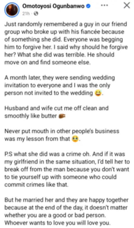 US-based Nigerian woman cut off by friend after advising him to dump fiancée