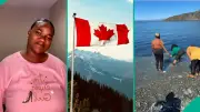 Canadian-Based Nigerian Lady Catches Free Fish at Newfoundland Beach